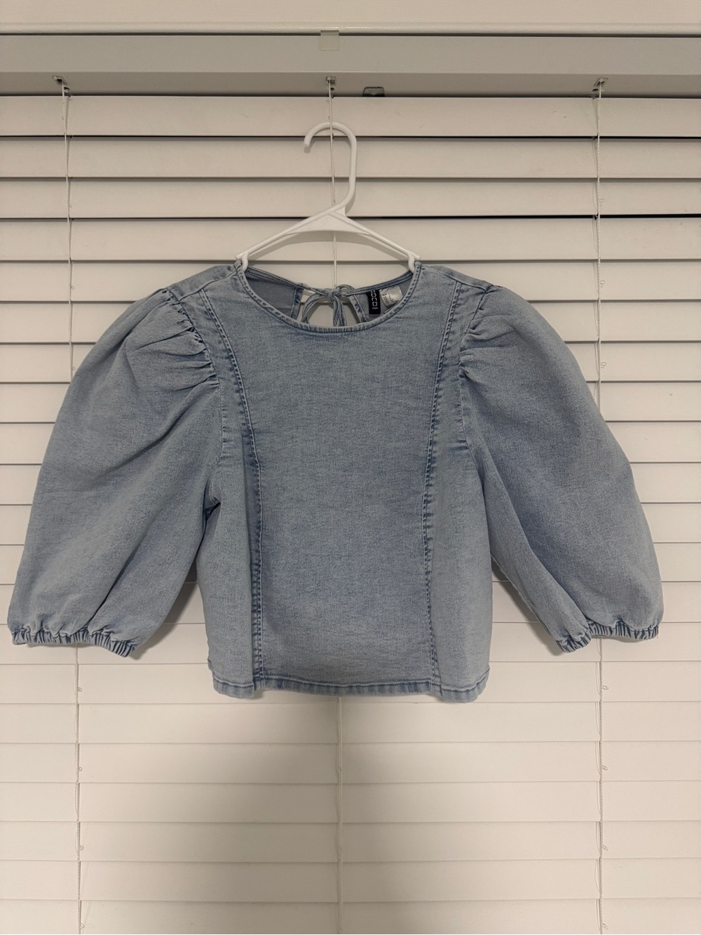 Divided Light Blue Puff-Sleeve Denim Blouse - Kids